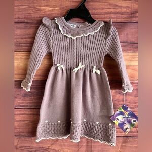 Blueberi Boulevard Lavender Knit Dress with White Accents